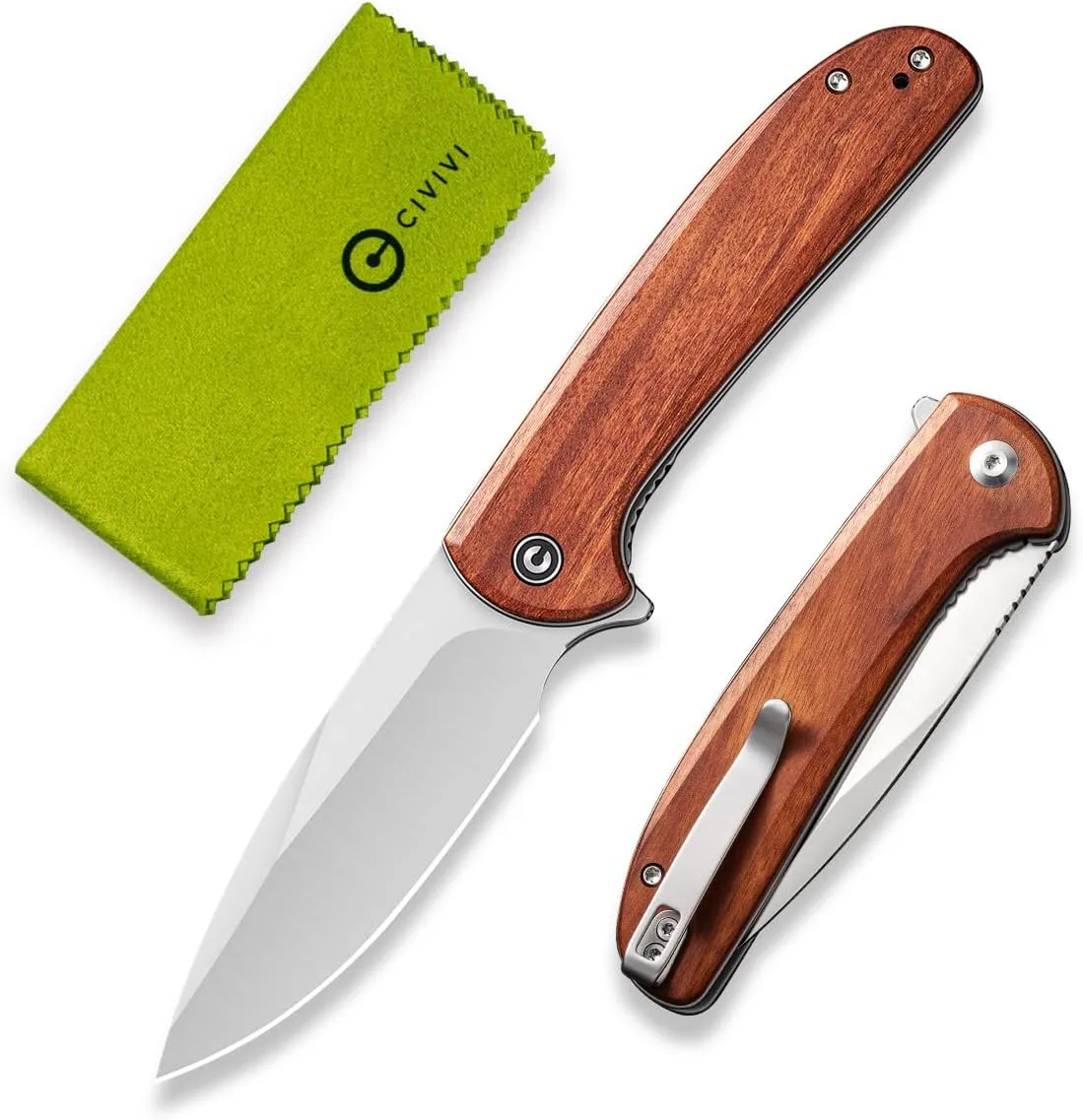 CIVIVI Primitrox Folding Knife for EDC, Flipper Pocket Knife with 3.48" Nitro-V Blade Wood Handle for Everyday Carry C23005A-3