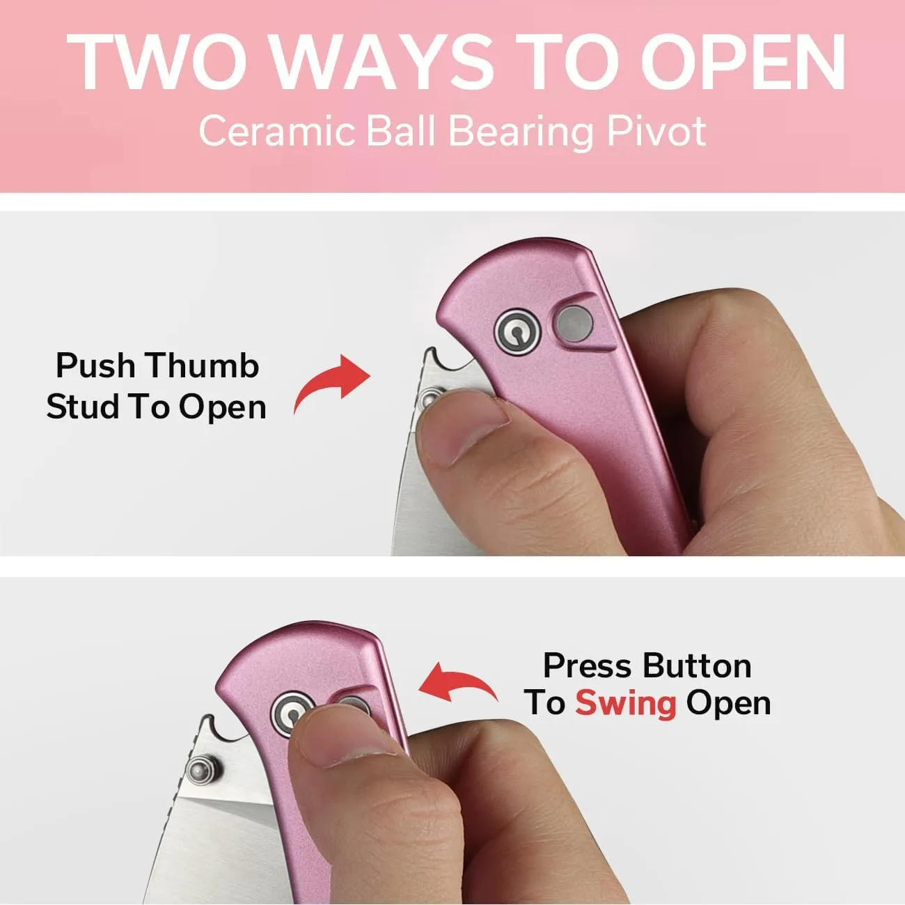 CIVIVI Qubit Pink Pocket Knife for EDC,Folding Utility Knife with 2.98" 14C28N Blade Aluminum Handle,Fashion Gifts for Women,Men C22030E-5