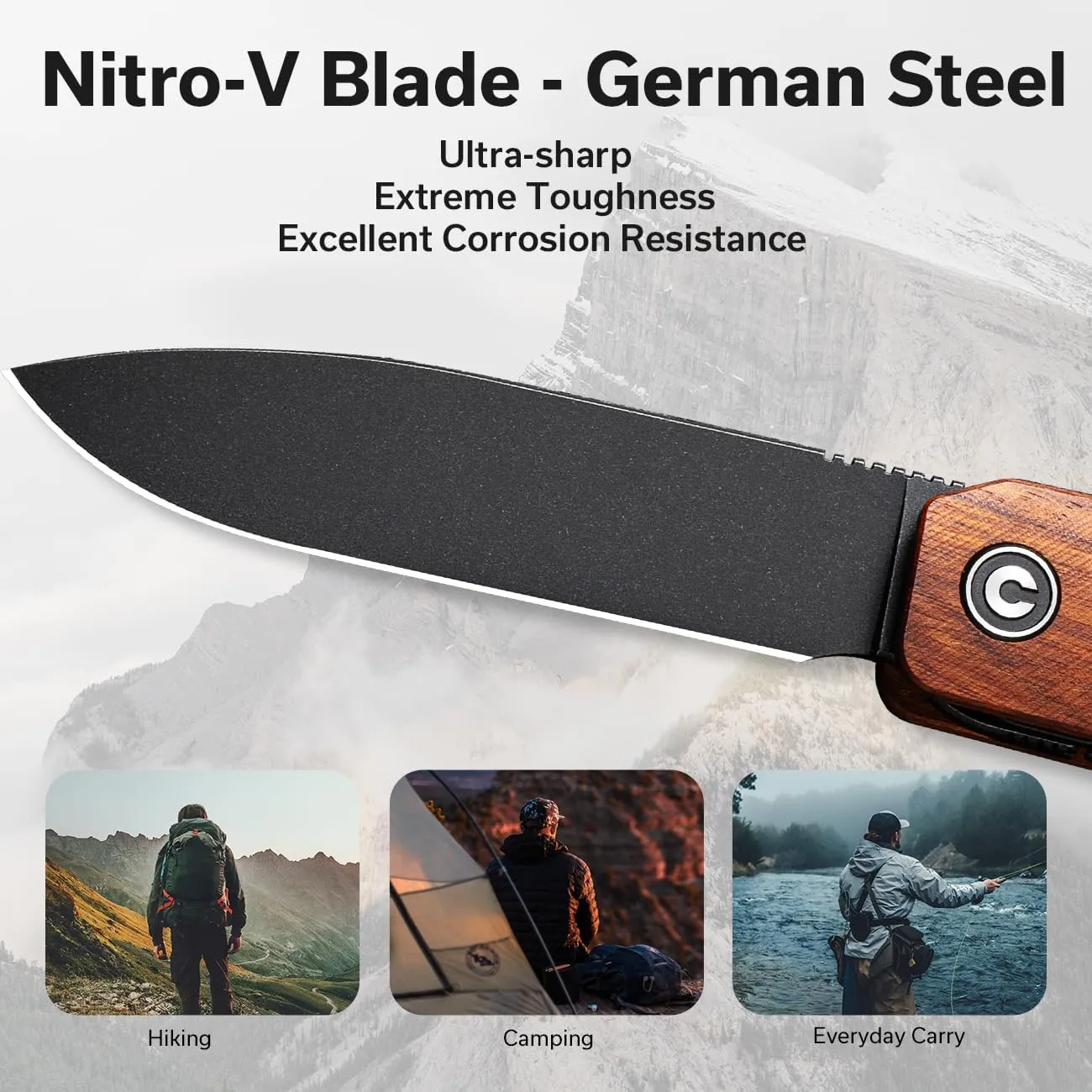 CIVIVI Sendy 3 In 1 Multitool Pocket Knife With Tweezers and Toothpick, Ben Petersen designed Folding Knife for EDC Camping Daily Use, Perfect Gifts for Men Women C21004A-2