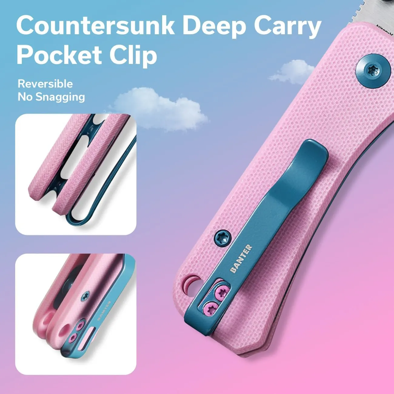 CIVIVI Small Pocket Knife for EDC, Ben Petersen Folding Knife Baby Banter with 2.34" Nitro-V Blade G10 Handle, Titanium Thumb Stud Opener C19068S-10