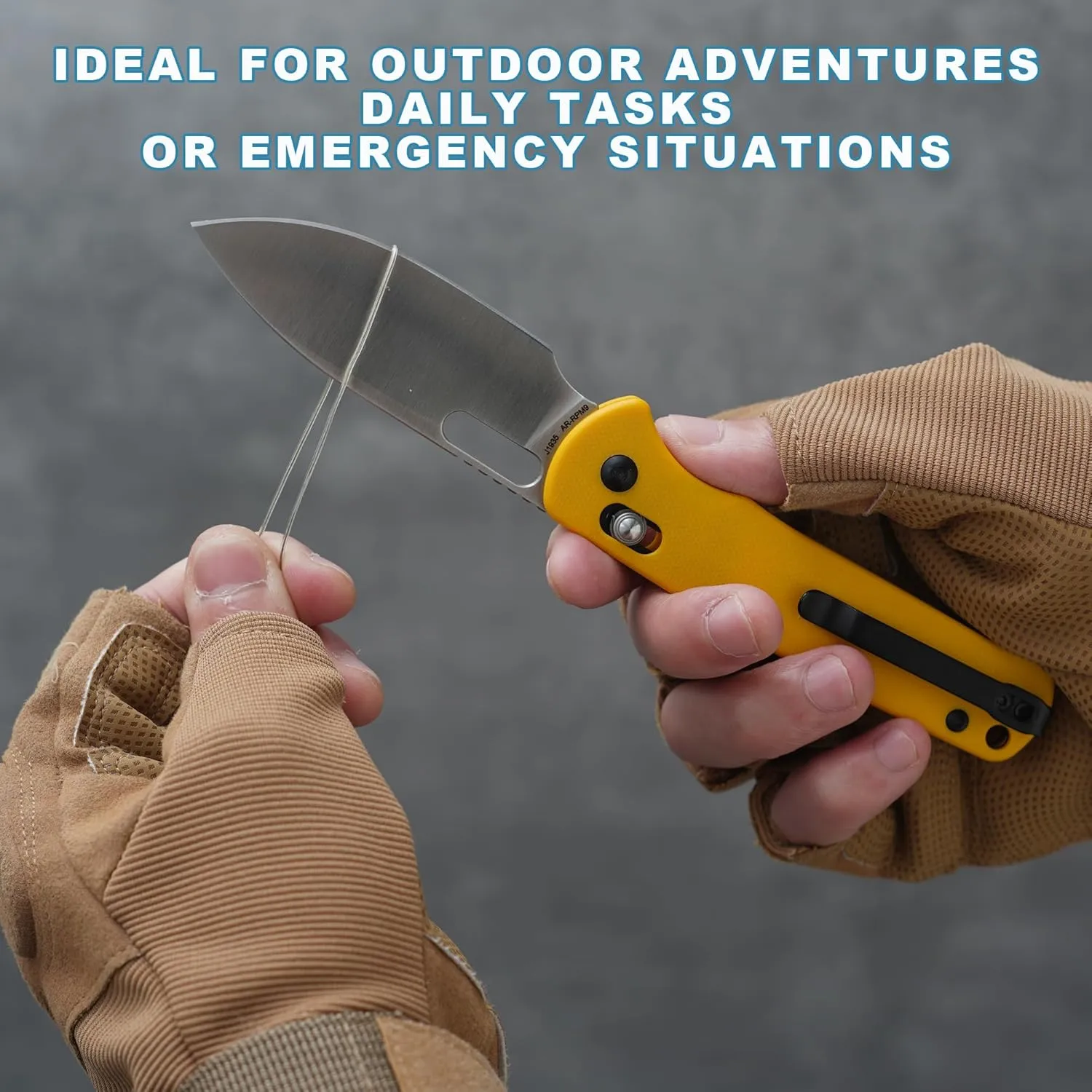 CJRB Hectare Folding Pocket Knife, 3.15" AR-RPM9 Powder Steel Blade G10 Handle Small EDC Knife With Pocket Clip for Men Women, Sharp Camping Survival Hiking Knives J1935 (Yellow)