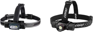 Coast WPH34R 2000 Lumen Waterproof Ultra Bright IP68 USB Rechargeable-Dual Power Head & XPH34R 2075 Lumen USB-C Rechargeable-Dual Power LED Headlamp withPURE Beam® Twist Focus™ and Magnetic