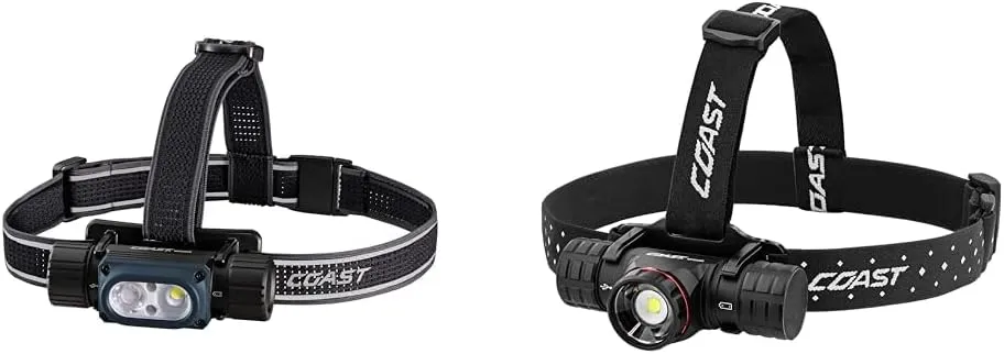 Coast WPH34R 2000 Lumen Waterproof Ultra Bright IP68 USB Rechargeable-Dual Power Head & XPH34R 2075 Lumen USB-C Rechargeable-Dual Power LED Headlamp withPURE Beam® Twist Focus™ and Magnetic