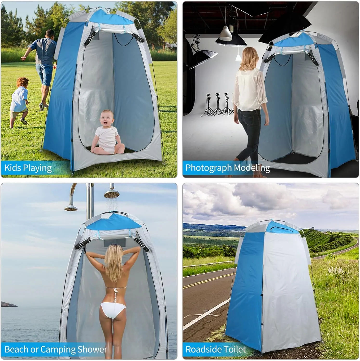 Cocoarm Portable Shower Tent Shower Toilet Tent Portable Shower Toilet Changing Tent Camping Shelter Tent with Zipped Window and Large Door