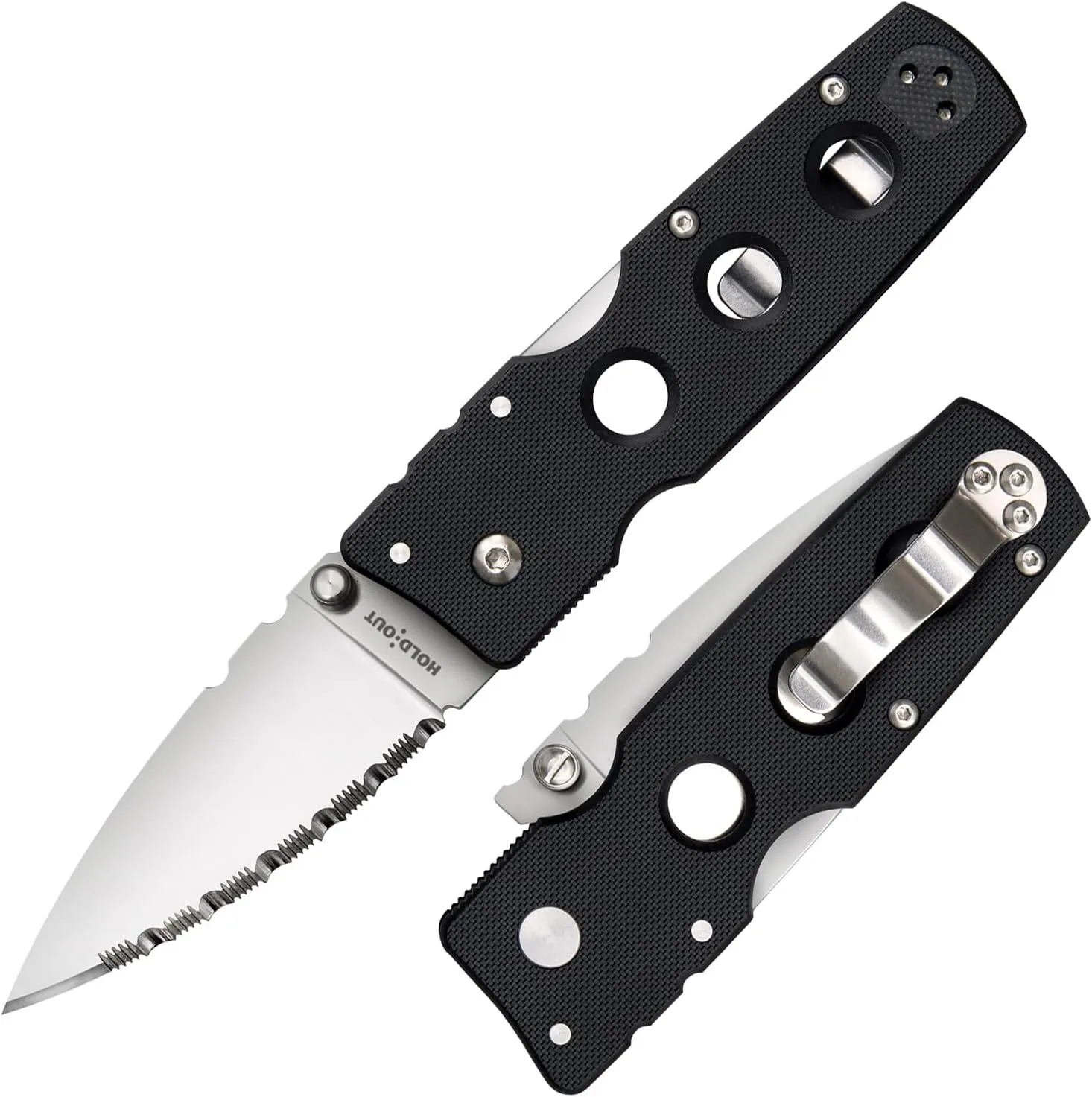 COLD STEEL Hold Out 3" S35VN Ultra-Sharp Blade 4" G-10 Handle Everyday Carry Pocket Folding Knife w/Tri-Ad Lock, Pocket Clip