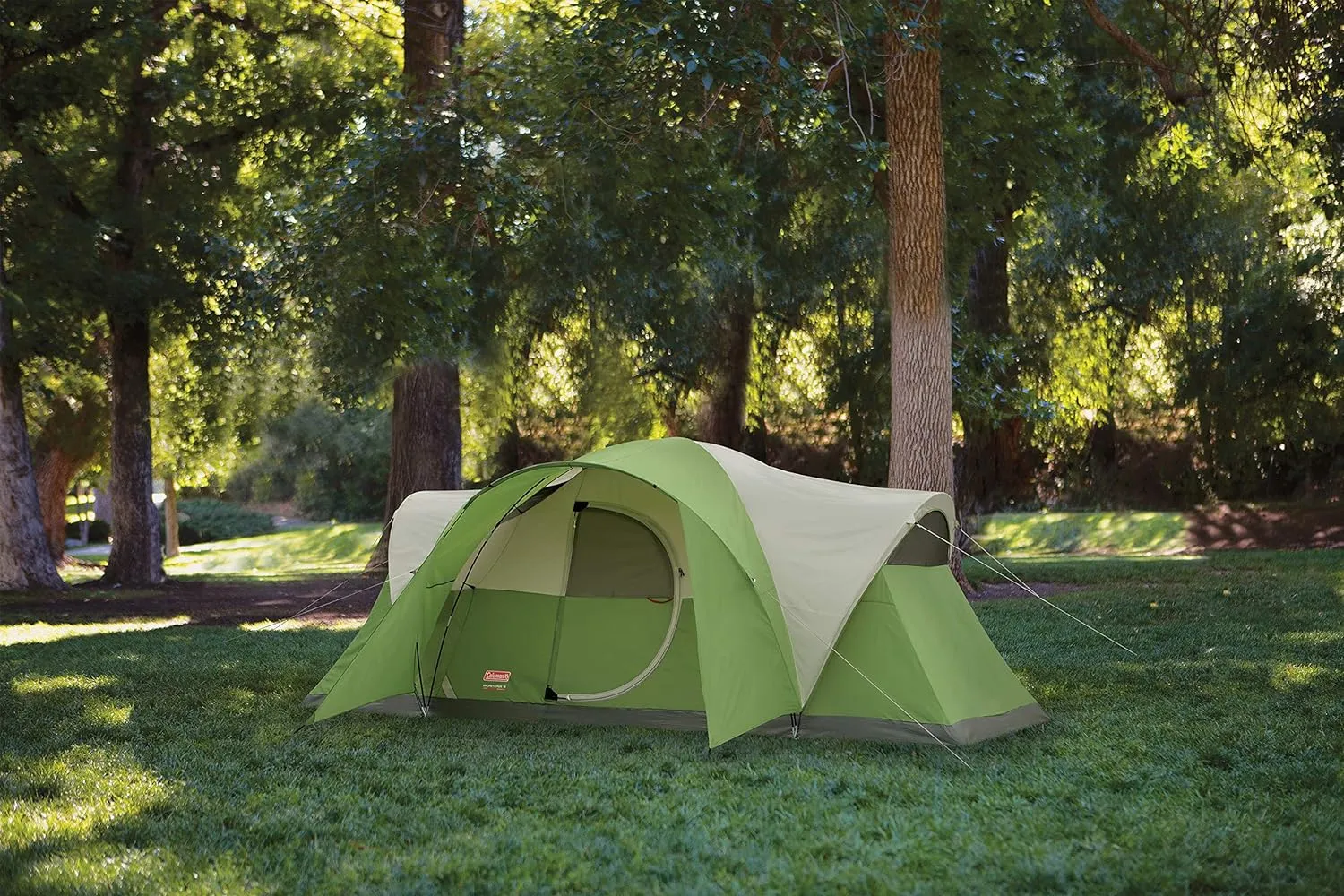 Coleman Montana 8P Family Tent with Waterproof Rainfly & Expandable Carry Bag Spacious Tent Fits 3 Queen Airbeds Sets Up in 15 Minutes