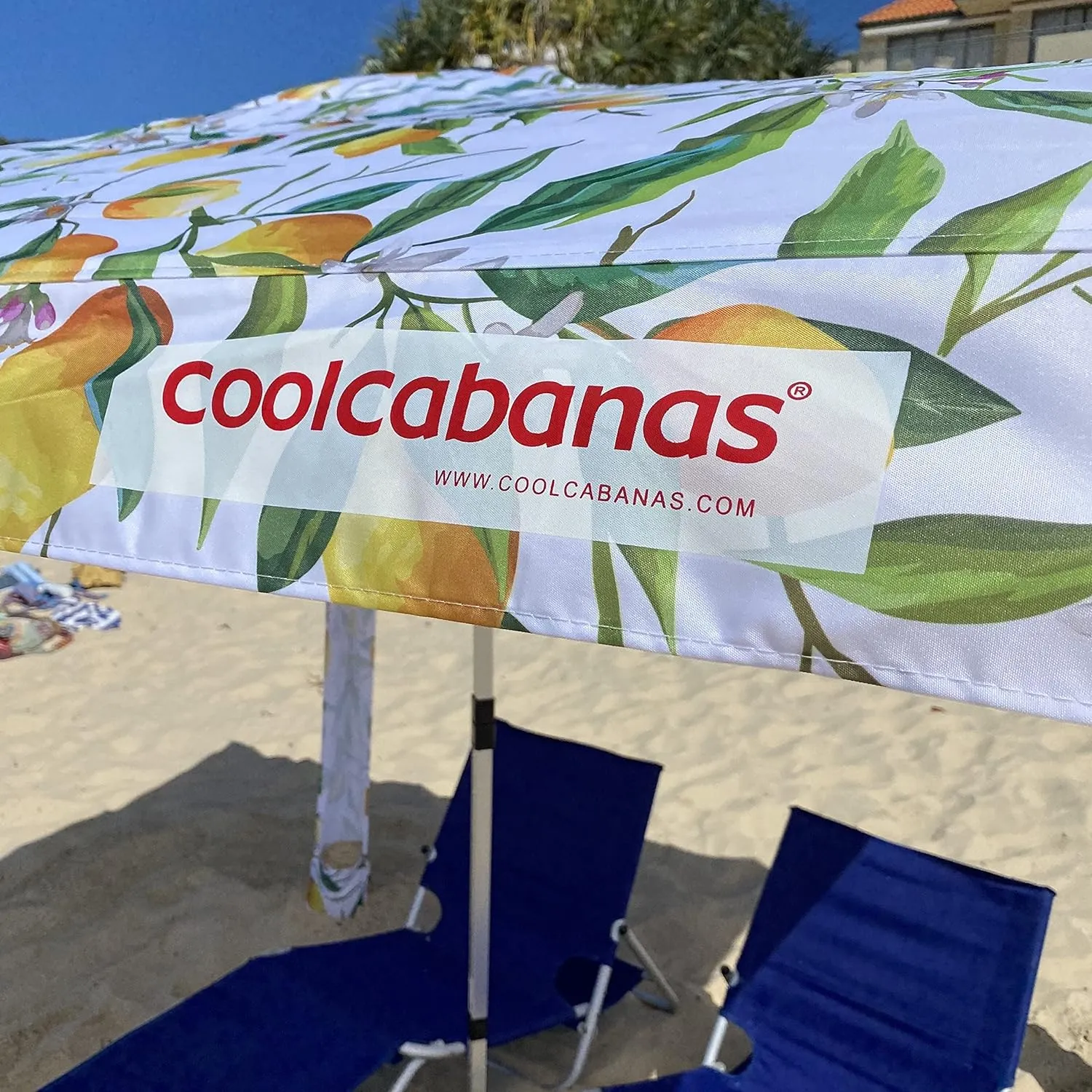 CoolCabana Beach Shade Tent - Easy Setup, UPF 50  Protection, Large & Medium Sizes, Compact & Wind Resistant - Beach Cabana for The Whole Family - Lemon Scarletta, Large