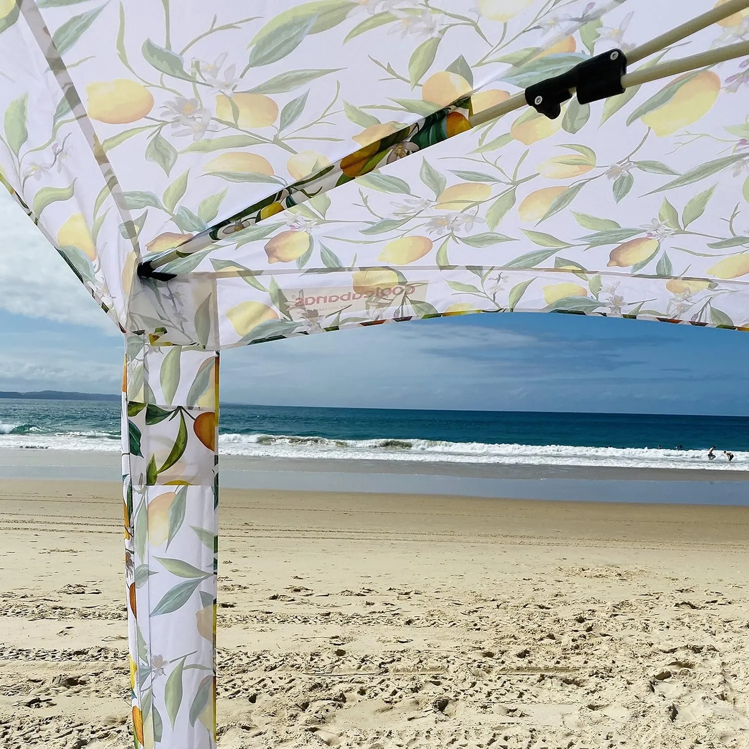 CoolCabana Beach Shade Tent - Easy Setup, UPF 50  Protection, Large & Medium Sizes, Compact & Wind Resistant - Beach Cabana for The Whole Family - Lemon Scarletta, Large