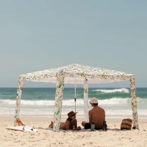CoolCabana Beach Shade Tent - Easy Setup, UPF 50  Protection, Large & Medium Sizes, Compact & Wind Resistant - Beach Cabana for The Whole Family - Lemon Scarletta, Large