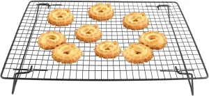 Cooling Rack, 16.9x11in Cooling Rack with Collapsible Folding Legs Iron Wire Grid Cooling Racks Cookie Rack Wire Baking Rack for Cooking, Roasting, Drying, Grilling (Black)