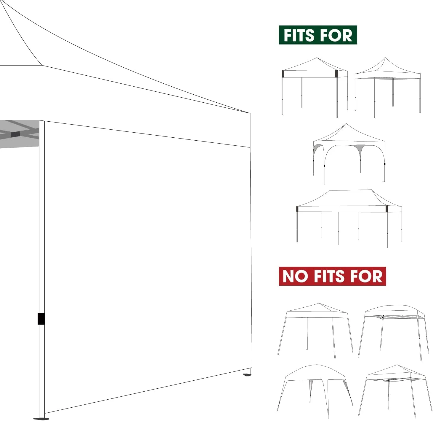 COOSHADE Instant Canopy SunWall 10x10 Canopy SideWall for Pop up Canopy Tent, 1 Pack Sidewall Only, Grey