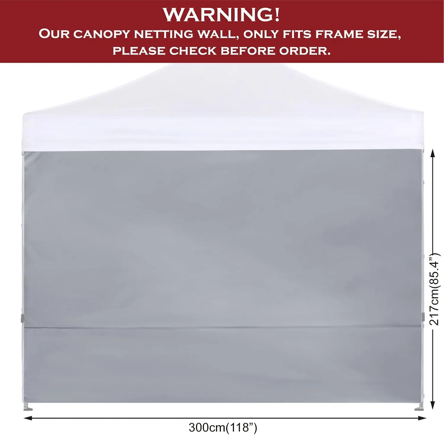 COOSHADE Instant Canopy SunWall 10x10 Canopy SideWall for Pop up Canopy Tent, 1 Pack Sidewall Only, Grey