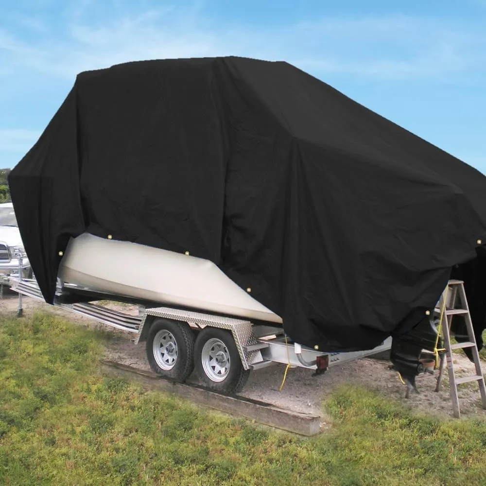 Covers & All Tarp Waterproof 18 Oz PVC Polyester with Grommets, Tear & UV Resistant Heavy Duty Tarp Waterproof for Multipurpose Use – Roofs, Pools, Boats, Dump Trucks, Trailers (5'x7', Black)