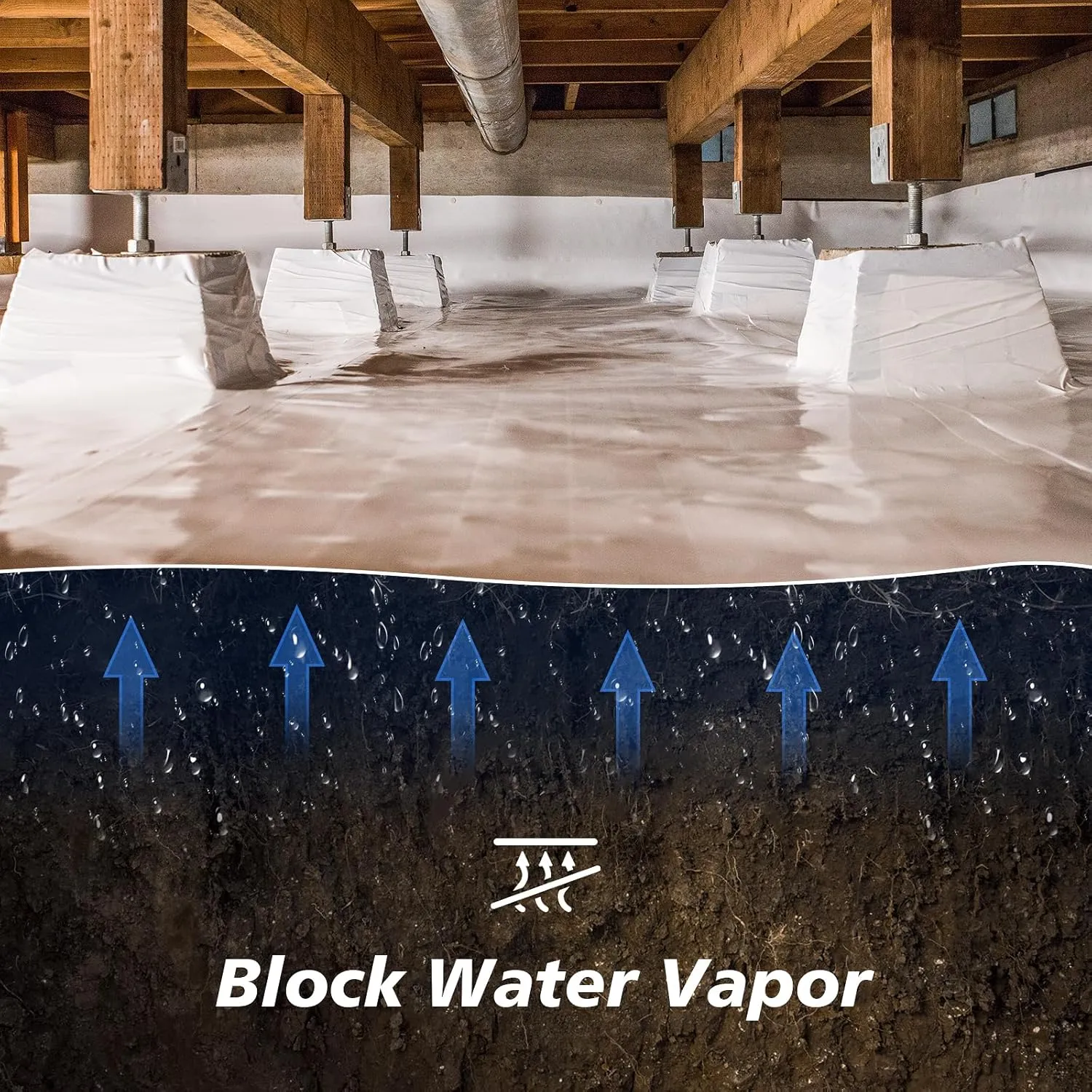 Crawl Space Vapor Barrier - 10 mil (10' x 25'), Thick Plastic sheeting, Drop Cloth Moisture Barrier Covering for Crawl Space Encapsulation, Heavy Duty Polyethylene Film, Black and White Panda Film