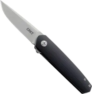 CRKT Cuatro Folding Carry Knife: Plain Edge Folder with Liner Lock - Everyday Carry Folded Knife with IKBS Ball Bearing Pivot System and G10 Handle 7090