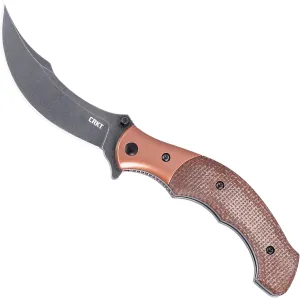 CRKT Ritual Assisted Opening Folding Knife: Persian Blade Style with 12C27 Steel, Micarta Handle w/Stainless Steel Bolster, Liner Lock, 7465