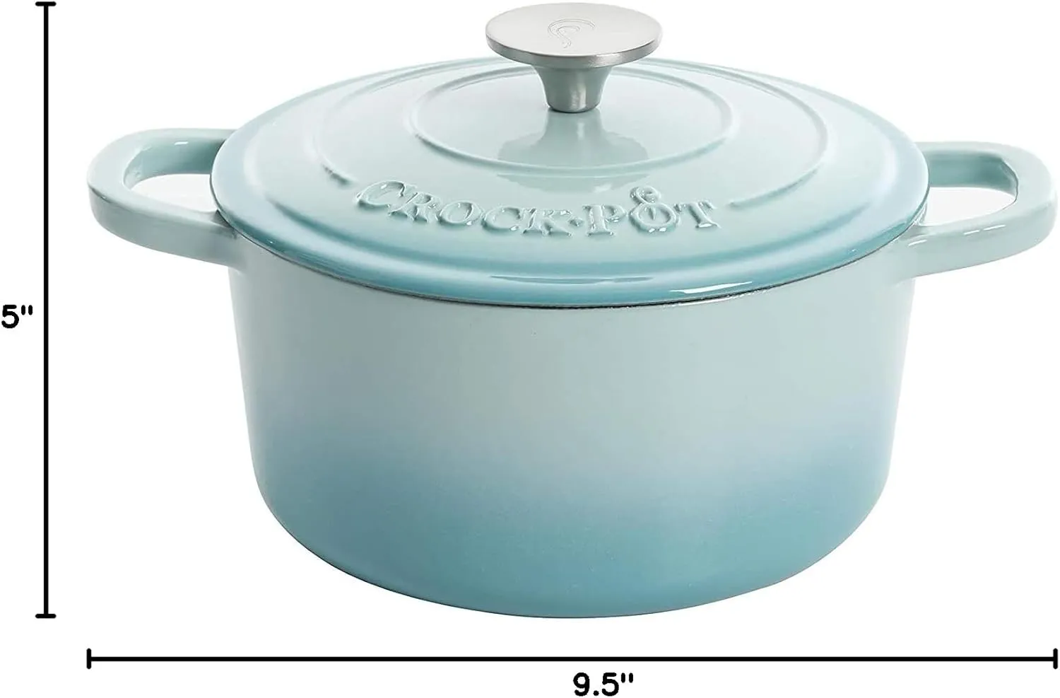 Crock-Pot Artisan Round Enameled Cast Iron Dutch Oven, 5-Quart, Aqua