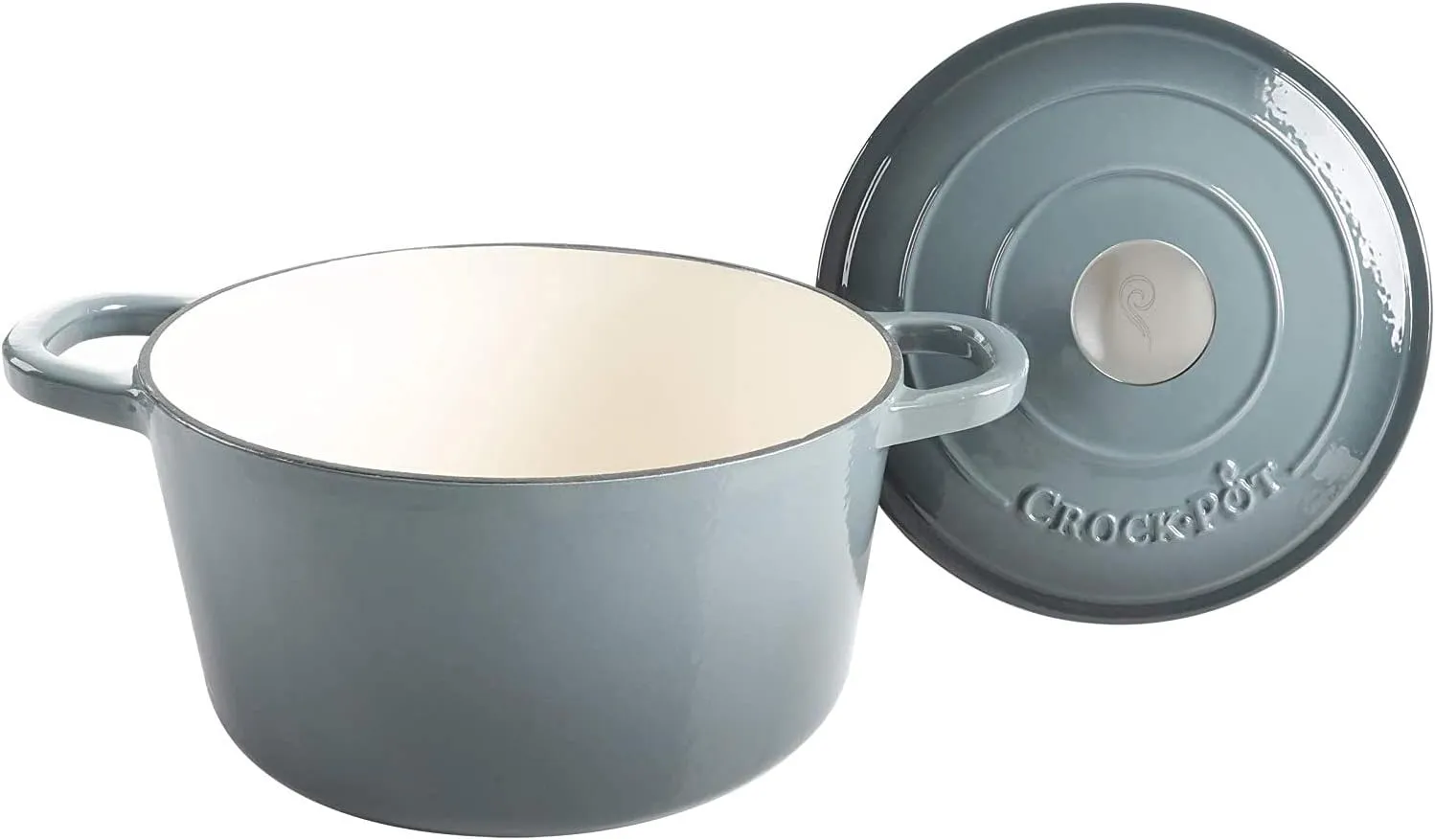 Crock-Pot Artisan Round Enameled Cast Iron Dutch Oven, 7-Quart, Slate Gray