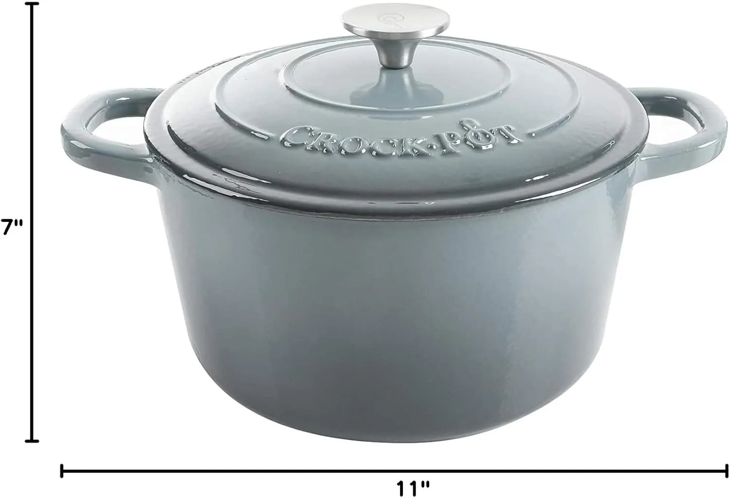Crock-Pot Artisan Round Enameled Cast Iron Dutch Oven, 7-Quart, Slate Gray