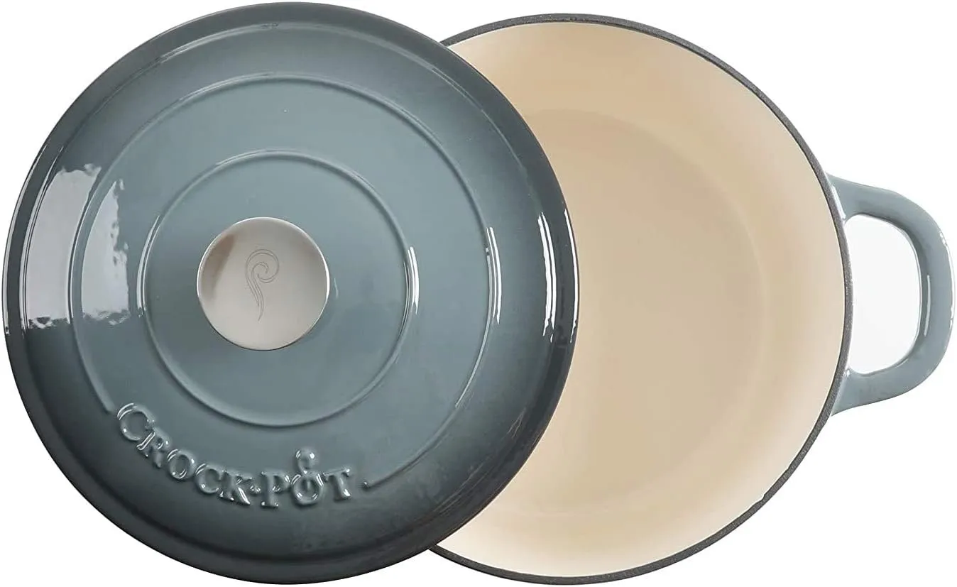 Crock-Pot Artisan Round Enameled Cast Iron Dutch Oven, 7-Quart, Slate Gray