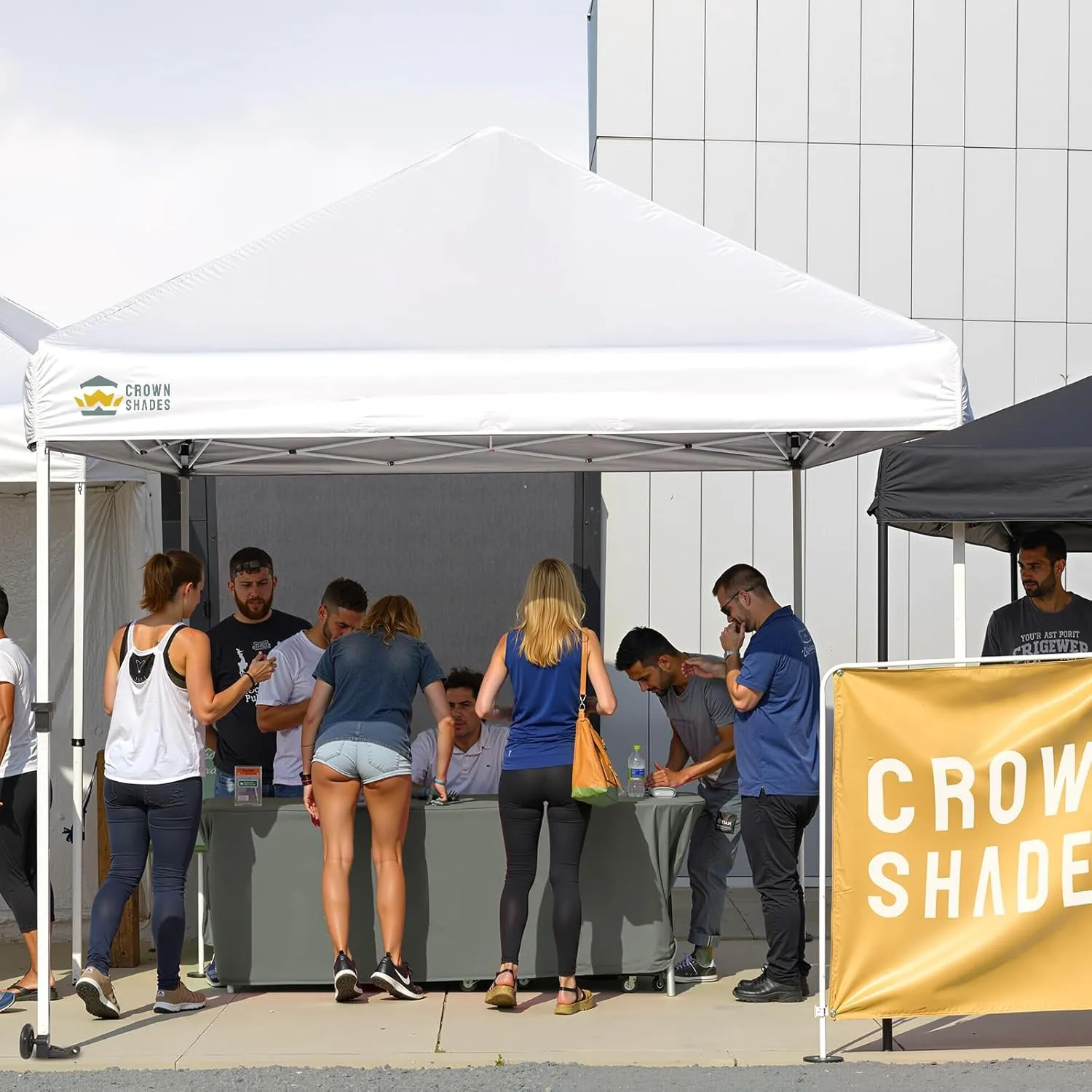 CROWN SHADES 10x10 Heavy Duty Canopy - Premium Pop Up Canopy Tent - Extra Sun Shade Protection with 400D Strength Oxford Fabric - Great for Trade Shows, Events, Tailgates & Commercial Use, White