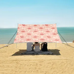 Cute Paw Prints Bones Beach Canopy Tent Anti-UV & Wind Resistant, Camping Sun Shelter Easy Setup Portable,Outdoor Shade Tents with Sandbags,Sand Shovels,Ground Pegs & Stability Poles