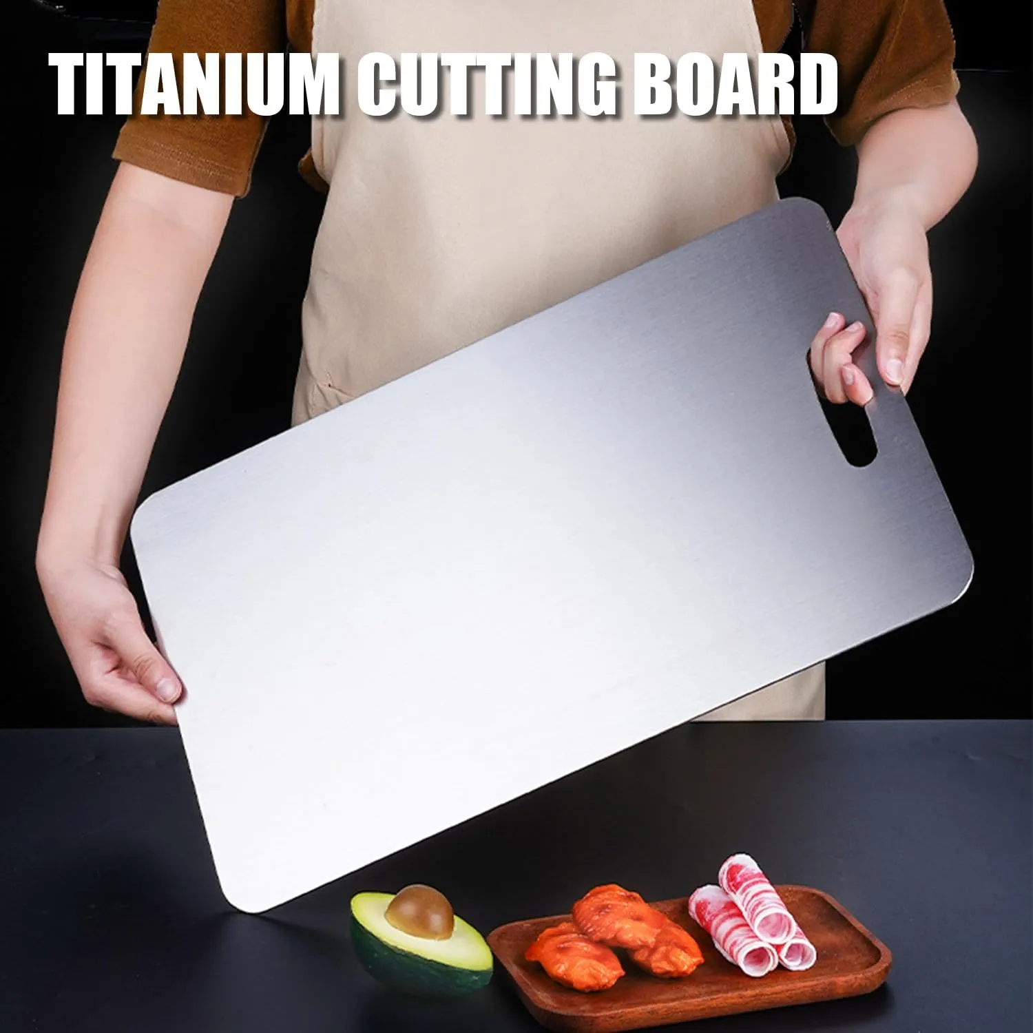 Cutting Board, Pure Titanium Cutting Boards For Kitchen, Double-Sided Titanium Cutting Board for Cutting Vegetables And Meat (14 * 10 in)