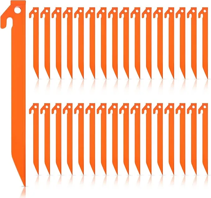 Deekin Plastic Tent Stakes 9 Inch Heavy Duty Tent Pegs Spike Hook Stakes Light Safe Tent Stakes Canopy Stakes for Summer Beach Garden Decorations Camping Outdoor Lawn Tarp