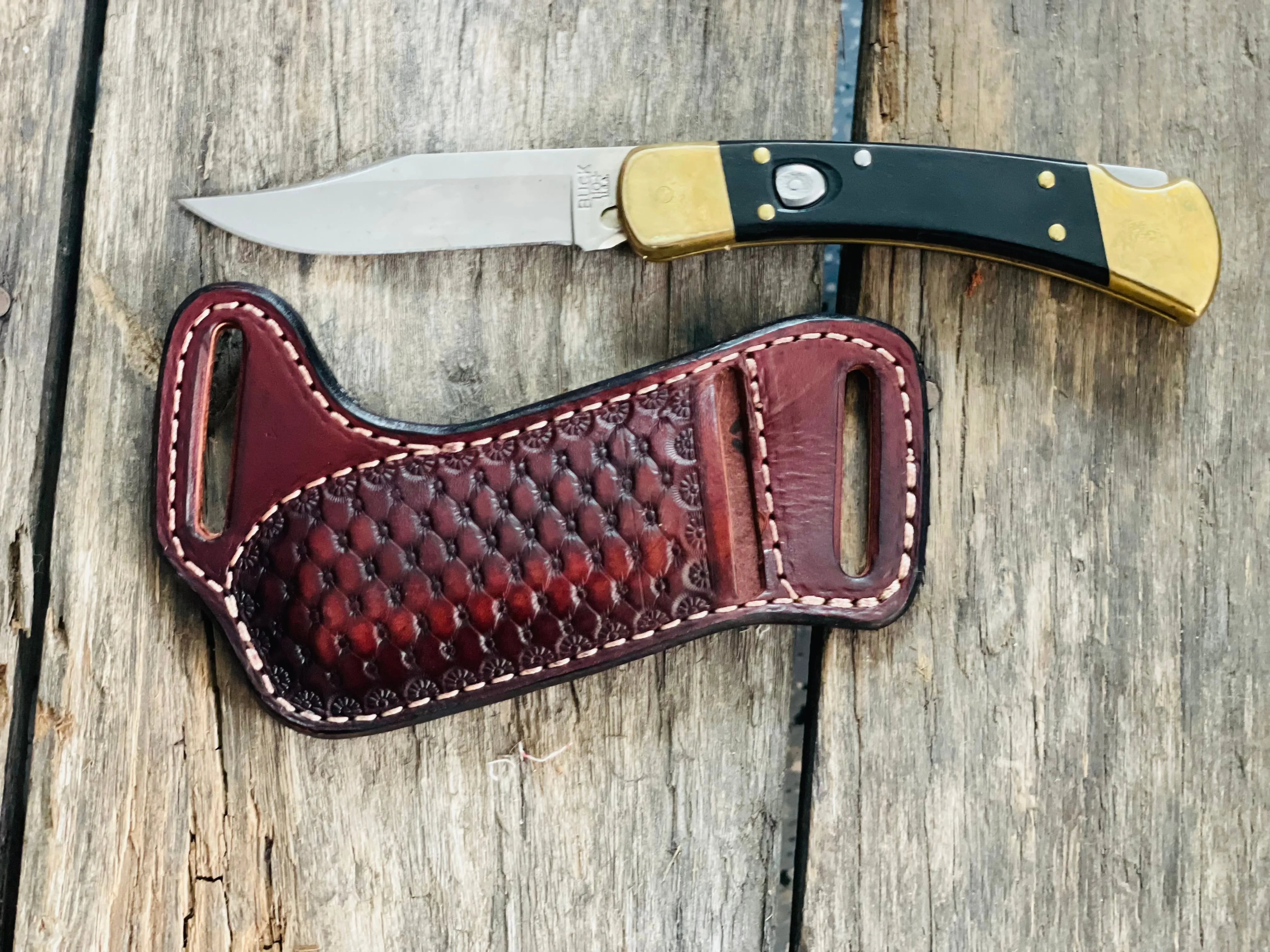 Deluxe Buck 110 or Case XX horizontal Knife sheath horizontal knife case leather pocketh knife folding knife case for belt