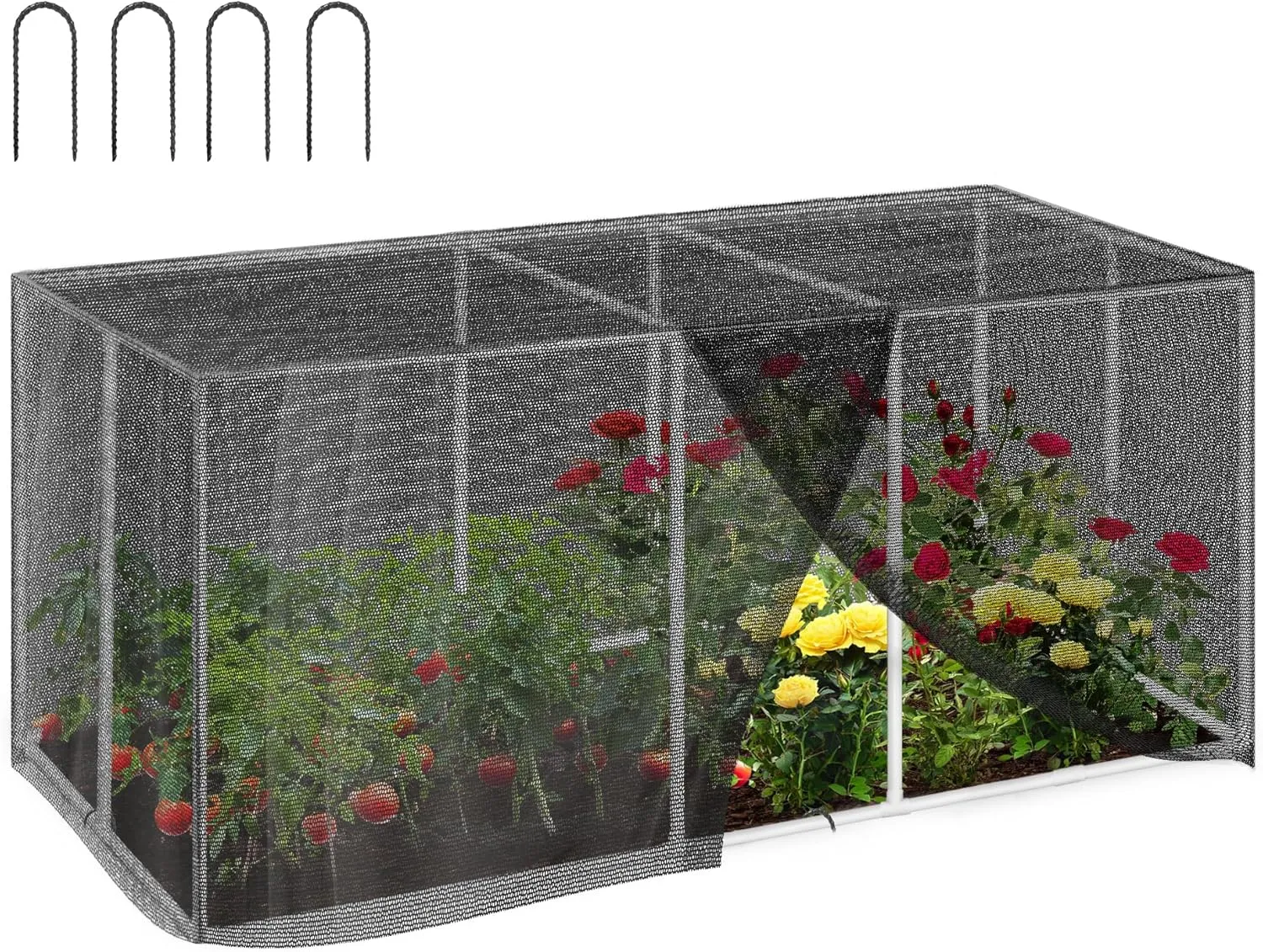 Detachable Crop Cages for Garden,6 x2.78 x2.55Ft Outdoor Garden Protection from Animals,Plant Protection Tent with Black Garden Netting for Fruit, Vegetables, Flowers