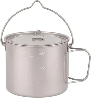 doorslay 1100ml Titanium Pot Ultralight Portable Hanging Pot with Lid and Foldable Handle Outdoor Camping Hiking Backpacking