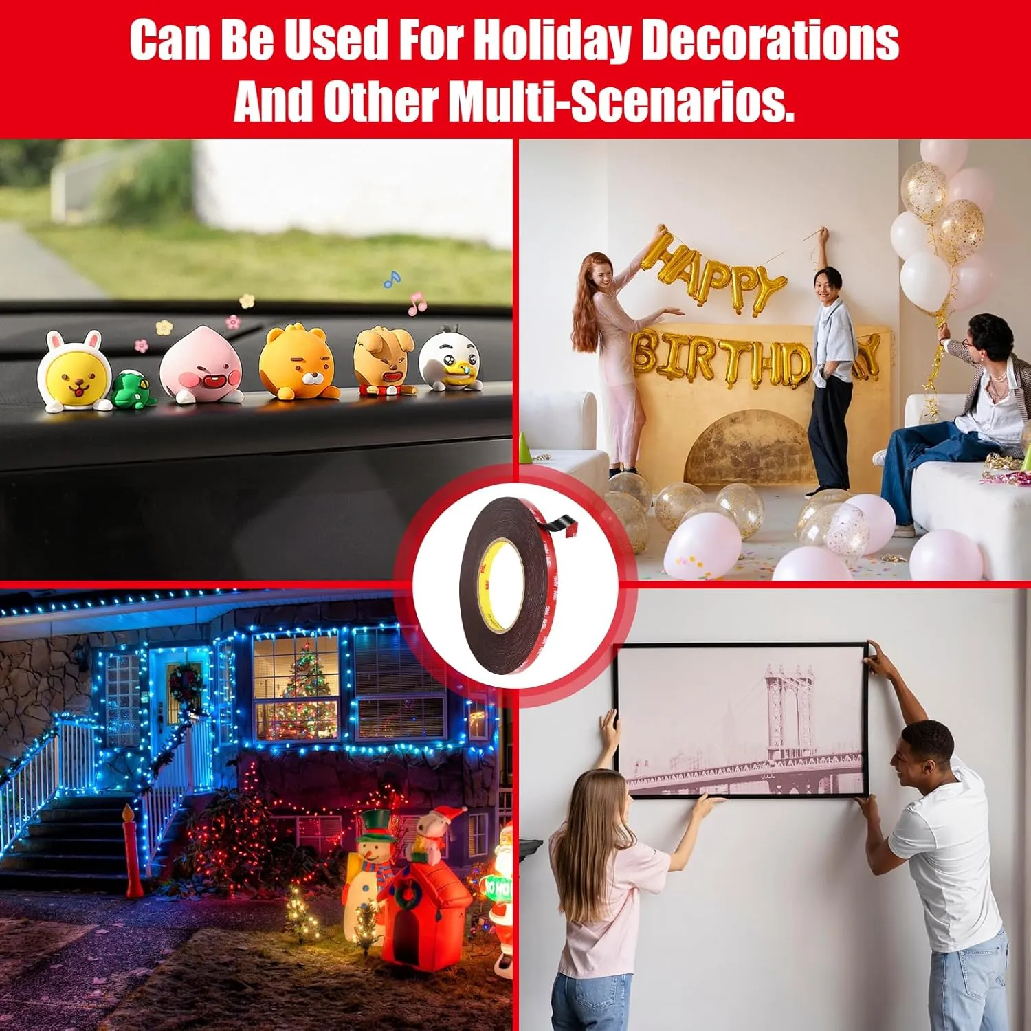 Double Sided Tape Heavy Duty, Waterproof Mounting Foam Tape, 36.5ft Length, 0.4in Width, High Temperature Resistant Adhesive Tape for Car, LED Strip Light, Office Decor, Made of 3M VHB Tape.