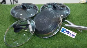 Dual Sided Kitchen Honeycomb Lazer Frypan With Lid