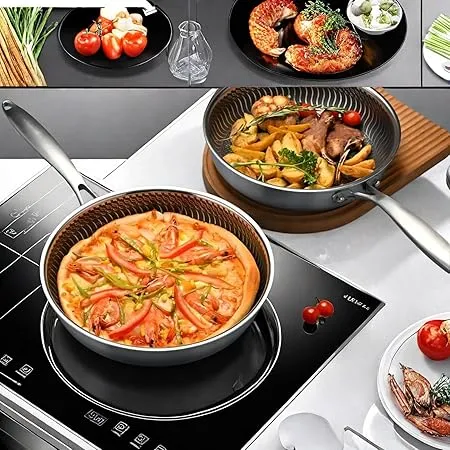 Dual Sided Kitchen Honeycomb Lazer Frypan With Lid