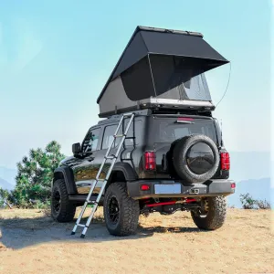 Durable Hardshell Rooftop Tent for Vans, SUVs, and Trucks - Quick Setup for 2-3 Campers, Black