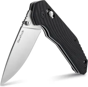 DURATECH Folding Pocket Knife, EDC Pocket Knife with Stainless Steel Blade, G10 Handle Folding Knives, Drop Point Blade, Carry Pocket Clip