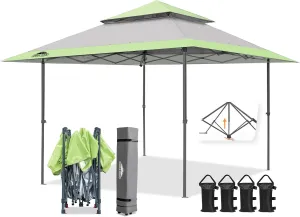 EAGLE PEAK 13x13 Straight Leg Pop Up Canopy Tent Instant Outdoor Canopy Easy Single Person Set up Folding Shelter w/Auto Extending Eaves 169 Square Feet of Shade (Gray)