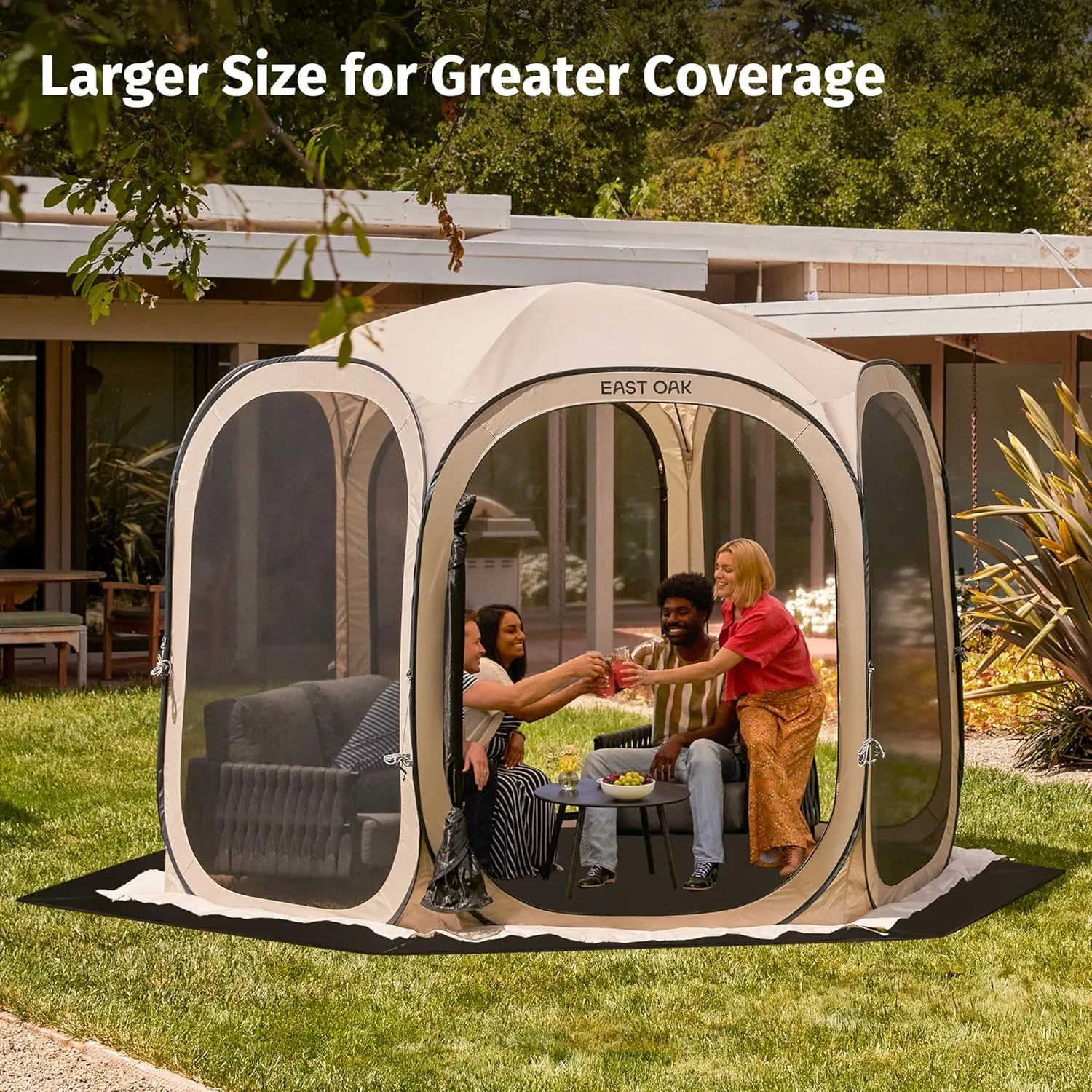 EAST OAK Waterproof Tarps for Outdoors as Tent Floor Mat for EAST OAK Screen House & Pop-Up Tent 12 x 12 FT, 11 Mils Thick, Multipurpose Protective Tarps, Tarp Waterproof, Sun Protection, 147" x 170"