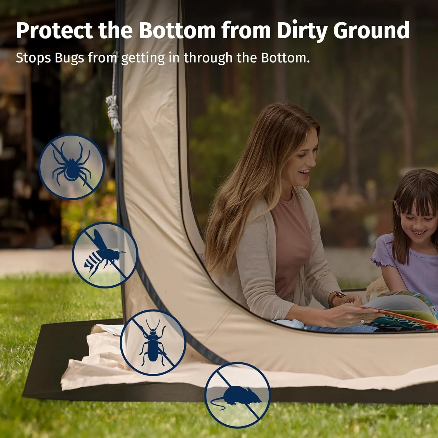 EAST OAK Waterproof Tarps for Outdoors as Tent Floor Mat for EAST OAK Screen House & Pop-Up Tent 12 x 12 FT, 11 Mils Thick, Multipurpose Protective Tarps, Tarp Waterproof, Sun Protection, 147" x 170"