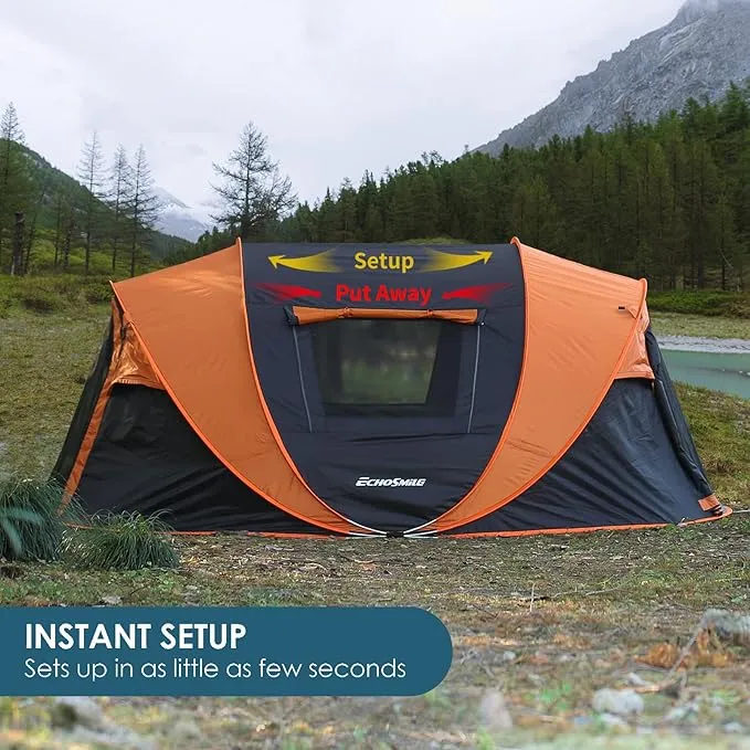 EchoSmile Camping Instant Tent, 2/4/6/8/10 Person Pop Up Tent, Water Resistant Dome Tent, Easy Setup for Camping Hiking and Outdoor, Portable Tent with Carry Bag, for 3 Seasons…
