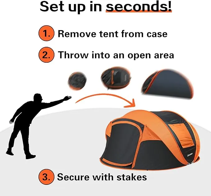 EchoSmile Camping Instant Tent, 2/4/6/8/10 Person Pop Up Tent, Water Resistant Dome Tent, Easy Setup for Camping Hiking and Outdoor, Portable Tent with Carry Bag, for 3 Seasons…