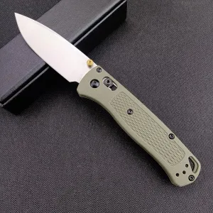 EDC Folding Pocket Bugout Knife, 3'' Razor Sharp Coated Finish, Plain Edge, Grivory Handle with Belt Clip, Axis Lock & Thumb Stud Manual Open (440C Blade)