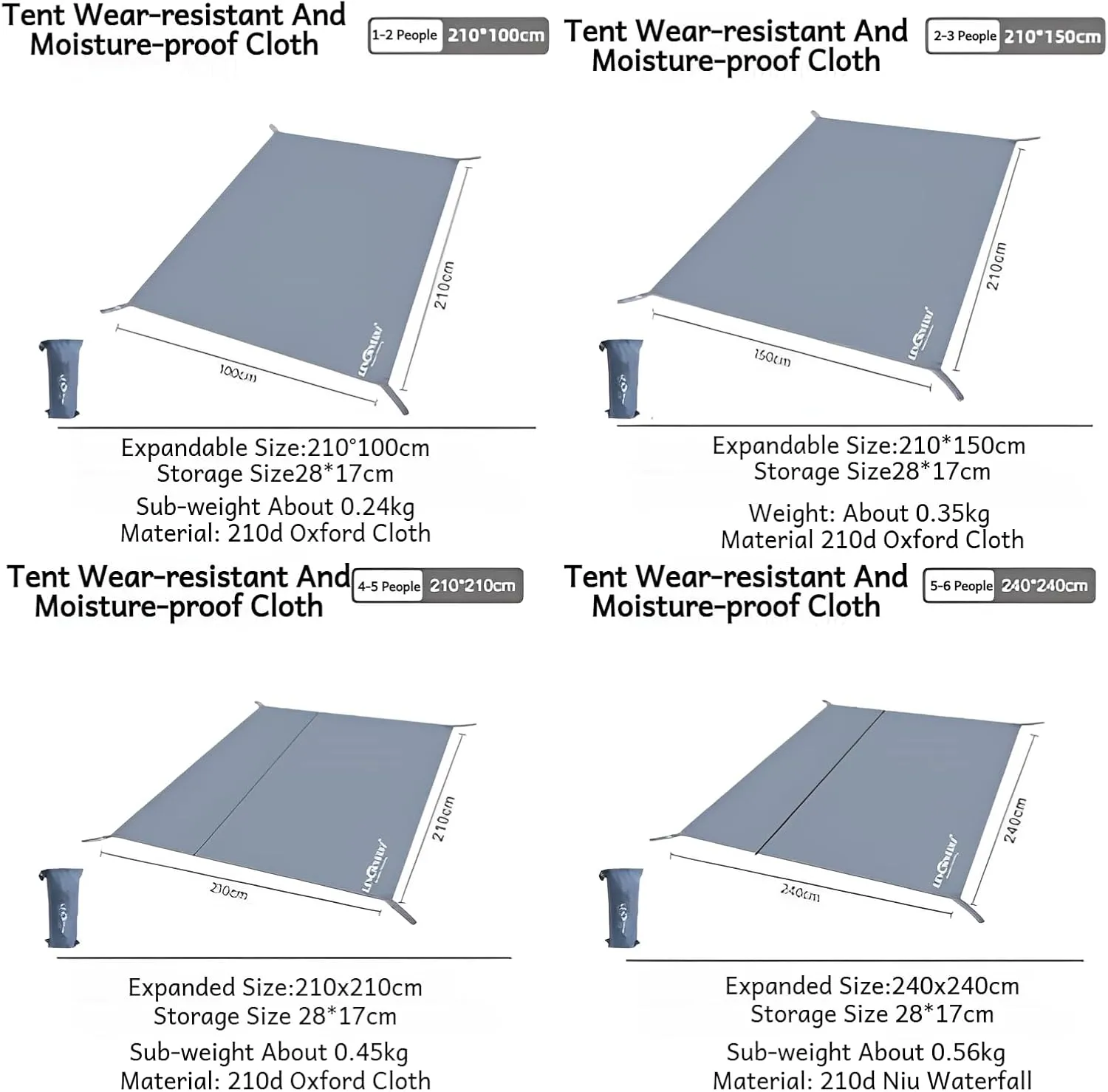 [Ellniges]【Waterproof Camping Ground Sheet】210D Oxford Hexagon Tarp with PU2000 Coating, Heavy-Duty Tear-【Multipurpose Outdoor Mat】for Tent Footprint, Picnic, Family Camping Gear (210x240cm w/Stakes)