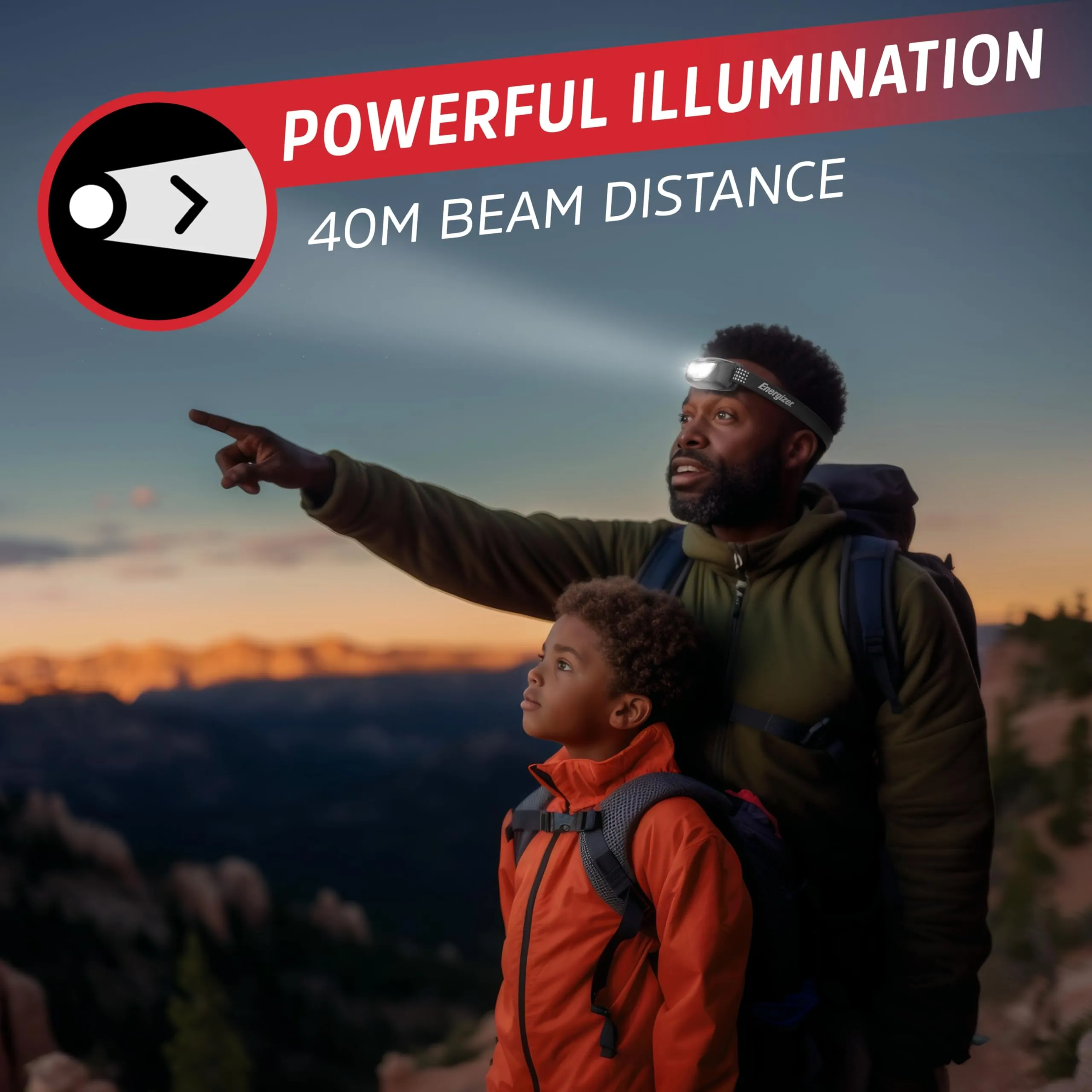Energizer LED Headlamp (2-Pack) Universal , IPX4 Water Resistant Headlamps, High-Performance Head Light for Outdoors, Camping, Running, Storm, Survival, (Batteries Included)