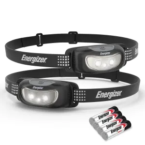 Energizer LED Headlamp (2-Pack) Universal , IPX4 Water Resistant Headlamps, High-Performance Head Light for Outdoors, Camping, Running, Storm, Survival, (Batteries Included)
