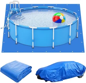 Eunika 19 x 19Ft Square Swimming Pool Ground Cloth, Waterproof PE Pool Liner Pad for 18Ft Above Ground Pools, Protector Mat Prevents Punctures, Durable Pool Tarp for Pools