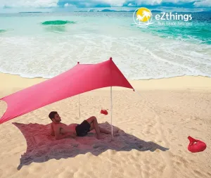eZthings® UV Light Sun Shade Protection Beach Shelters - Lightweight Tent Canopy with Sandbag Anchors