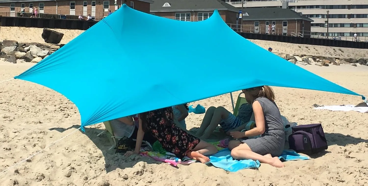 eZthings® UV Light Sun Shade Protection Beach Shelters - Lightweight Tent Canopy with Sandbag Anchors