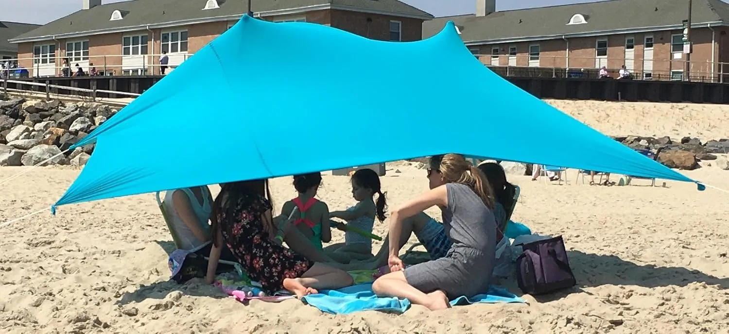 eZthings® UV Light Sun Shade Protection Beach Shelters - Lightweight Tent Canopy with Sandbag Anchors