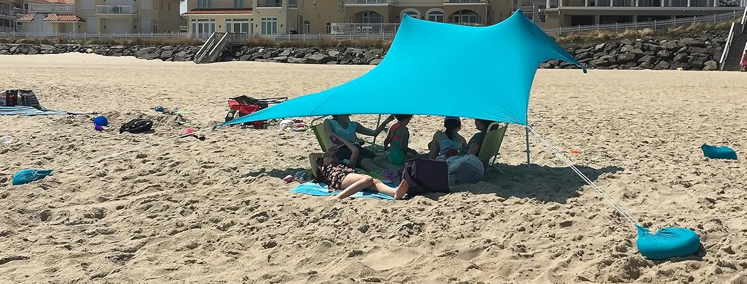 eZthings® UV Light Sun Shade Protection Beach Shelters - Lightweight Tent Canopy with Sandbag Anchors